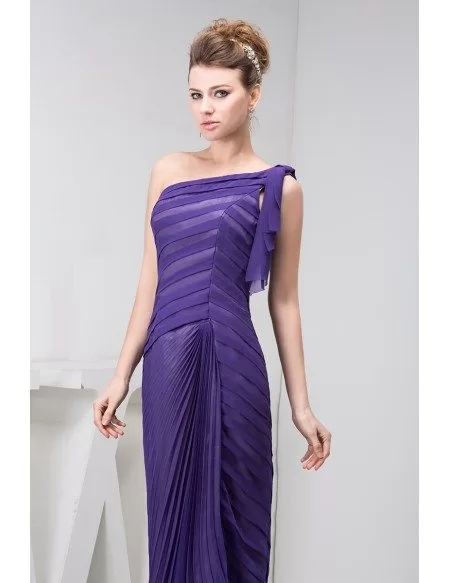 Sheath One-shoulder Ankle-length Chiffon Evening Dress