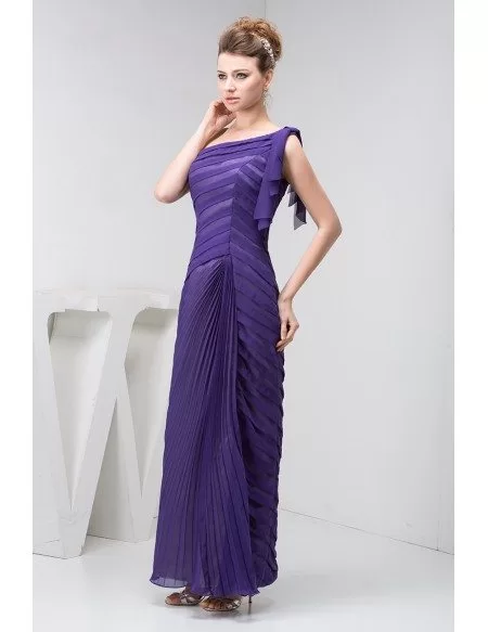 Sheath One-shoulder Ankle-length Chiffon Evening Dress
