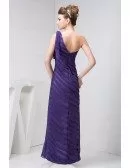 Sheath One-shoulder Ankle-length Chiffon Evening Dress