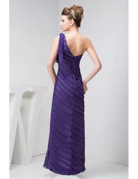 Sheath One-shoulder Ankle-length Chiffon Evening Dress