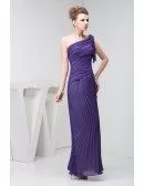 Sheath One-shoulder Ankle-length Chiffon Evening Dress