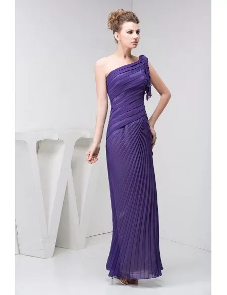 Sheath One-shoulder Ankle-length Chiffon Evening Dress