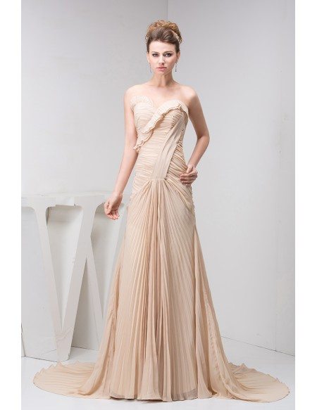 A-Line Sweetheart Chiffon Minimal Prom Dress With Sweep Train Lemon