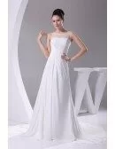 Simple Beaded Top Long Pleated Chiffon Wedding Dress Custom