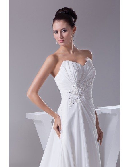 Beaded Lace Long Chiffon Wedding Dress with Train #OP4144 $168.7 ...
