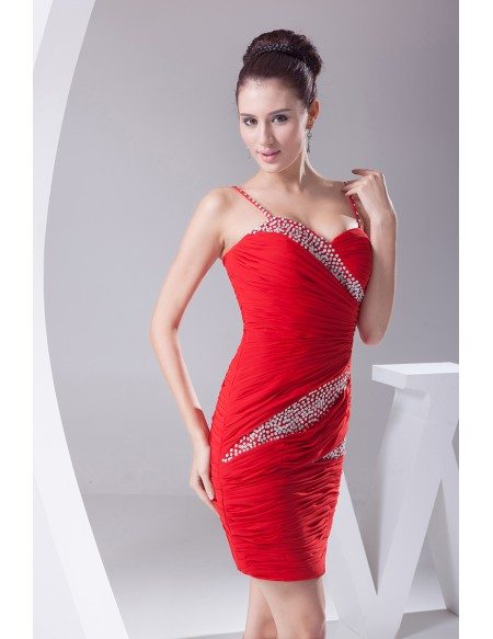 Little Red Beaded Mini Short Fitted Bridal Party Dress #OP4150 $112.1 ...