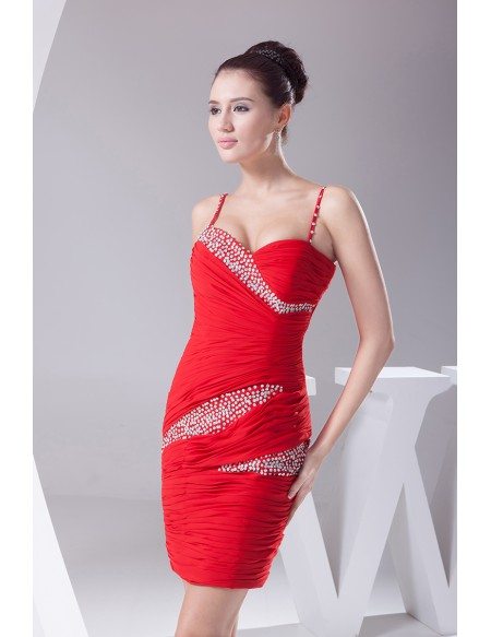 Little Red Beaded Mini Short Fitted Bridal Party Dress #OP4150 $112.1 ...