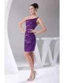 Sparkly Sequins Beaded One Strap Sheath Party Dress