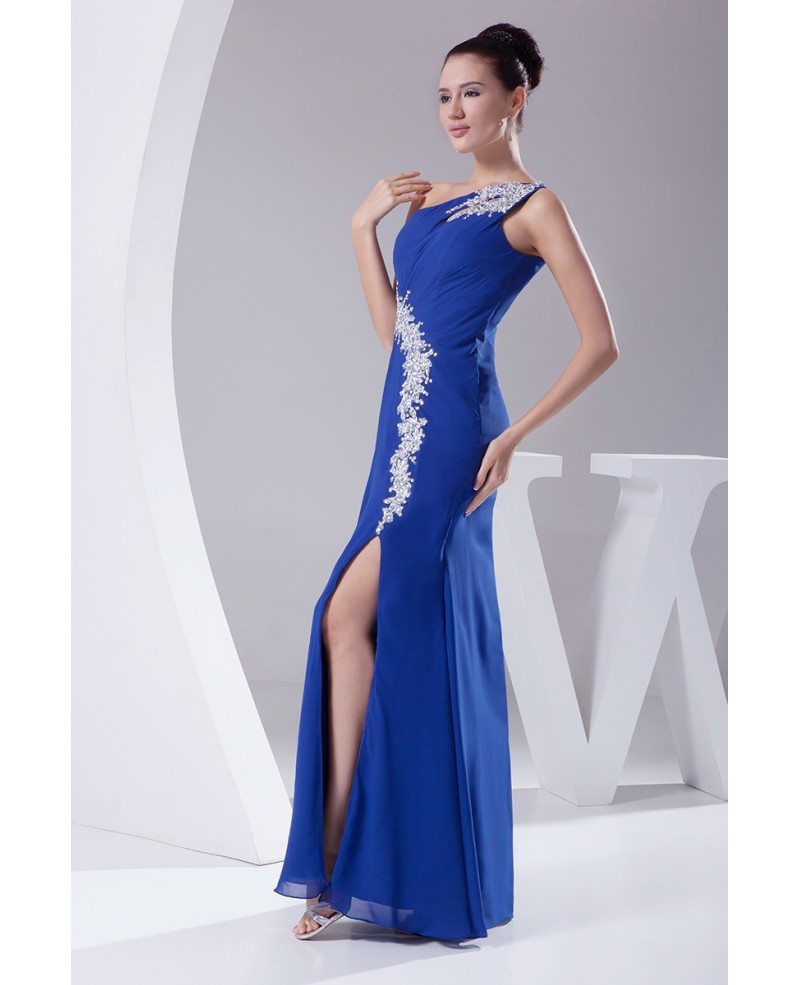 Classic Royal Blue Sexy Split Front Prom Dress One Strap #OP4160 $168.7 ...