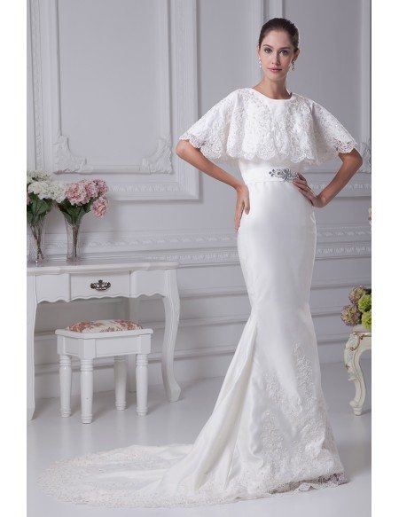 Charming Lace Mermaid Long Wedding Dress with Lace Top