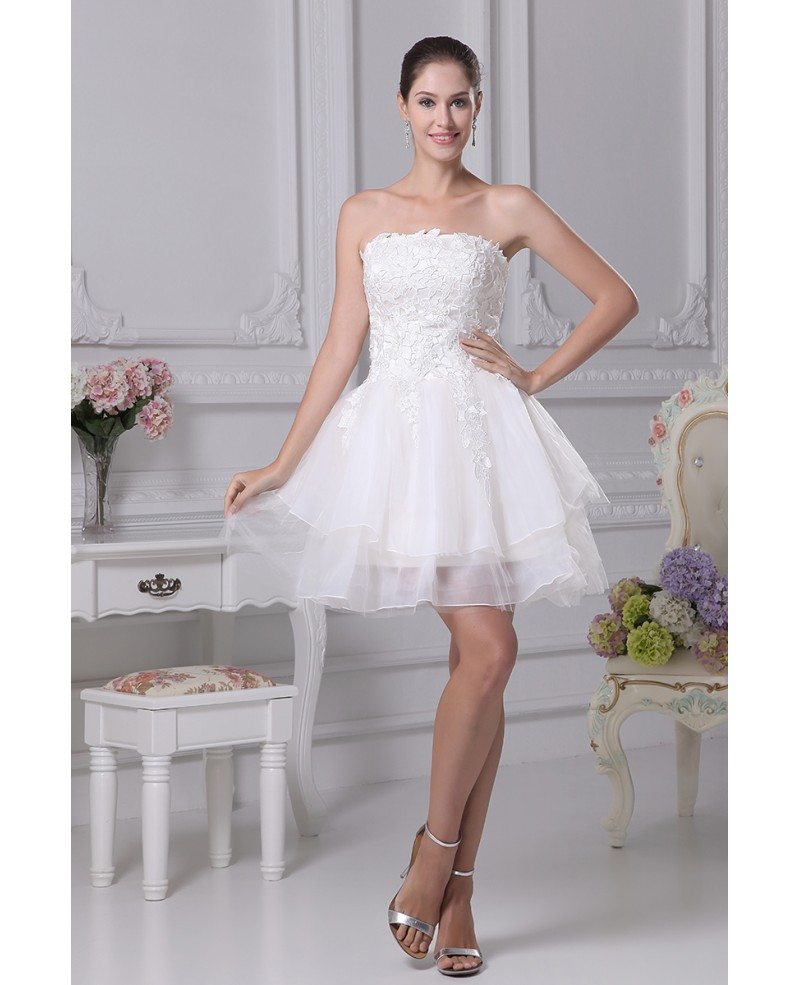 Strapless Tulle Short Wedding Dresses Tutu Lace Reception Style OP4169 112 1 GemGrace