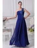 Royal Blue Floral One Shoulder Custom Formal Dress