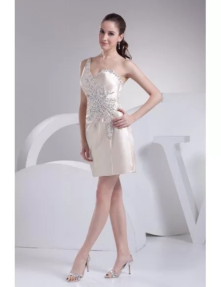 Beautiful Side Beaded One Strap Champagne Party Dress #OP4180 $126 ...