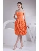 Coral Strapless Knee Length Party Dress Custom