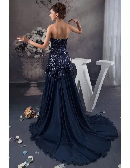 Sweep Train Chiffon Sexy Dress with Slit Emerald