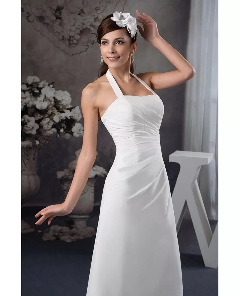 A-line Halter Floor-length Chiffon Wedding Dress #OP41130 $155.6 ...