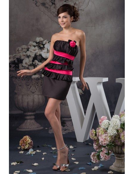 A-line Strapless Short Satin Dress