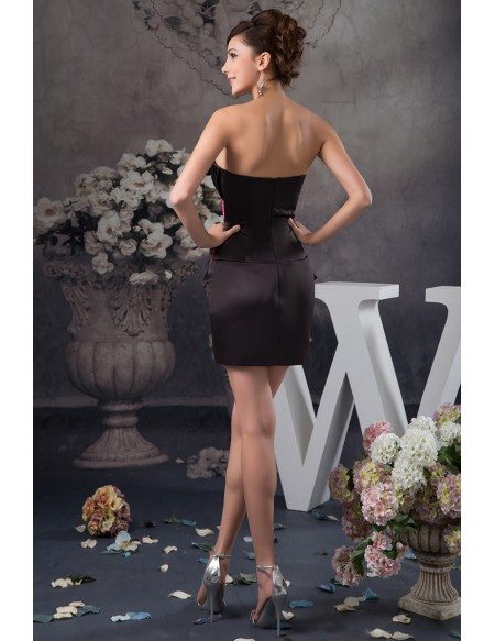 A-line Strapless Short Satin Dress