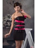 A-line Strapless Short Satin Dress