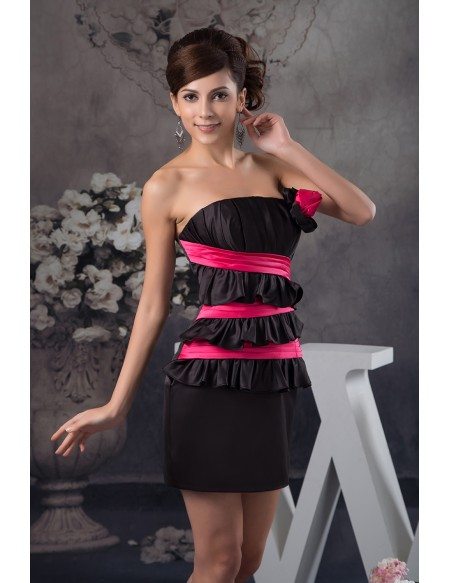 A-line Strapless Short Satin Dress