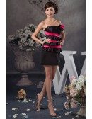 A-line Strapless Short Satin Dress