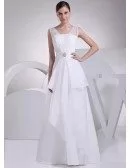 Elegant Organza Straps Long Wedding Dress with Ruffles