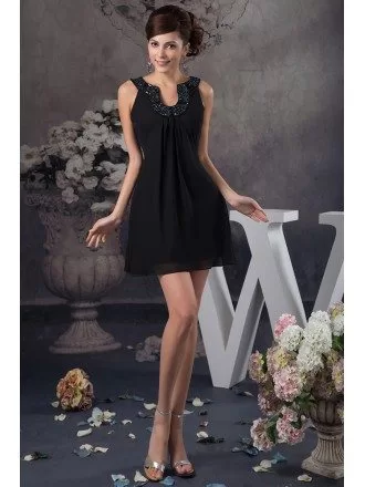 A-line Short Chiffon Cocktail Dress With Beading