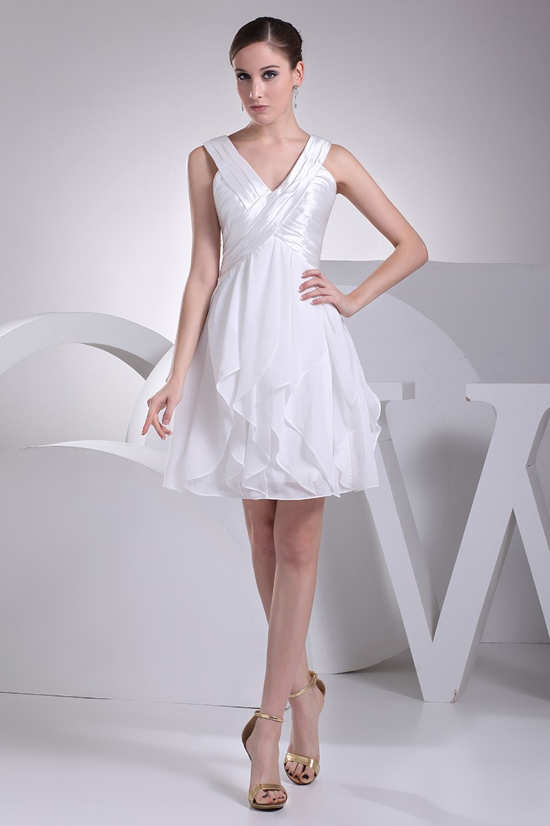 Cheap Short Wedding Dresses With Straps Satin With Chiffon Reception Style Op4204 1289 6479