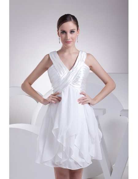 Cheap Short Wedding Dresses With Straps Satin with Chiffon Reception ...