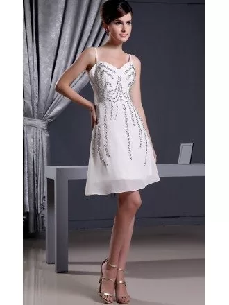 A-line Sweetheart Short Chiffon Prom Dress With Beading
