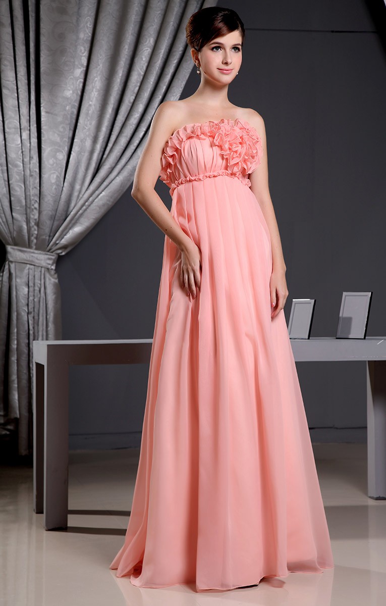 Stunning A-line Halter Empire Floor Length Chiffon Bridesmaid Gowns Stormy