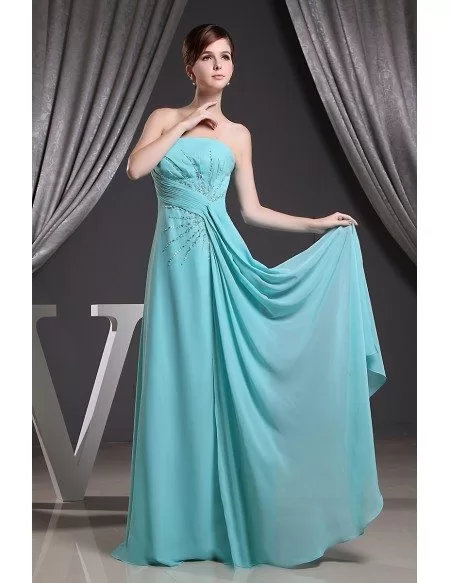 A-Line/Elegant Spaghetti Straps Sleeveless Beading Floor-Length Chiffon Prom Dresses main image 0