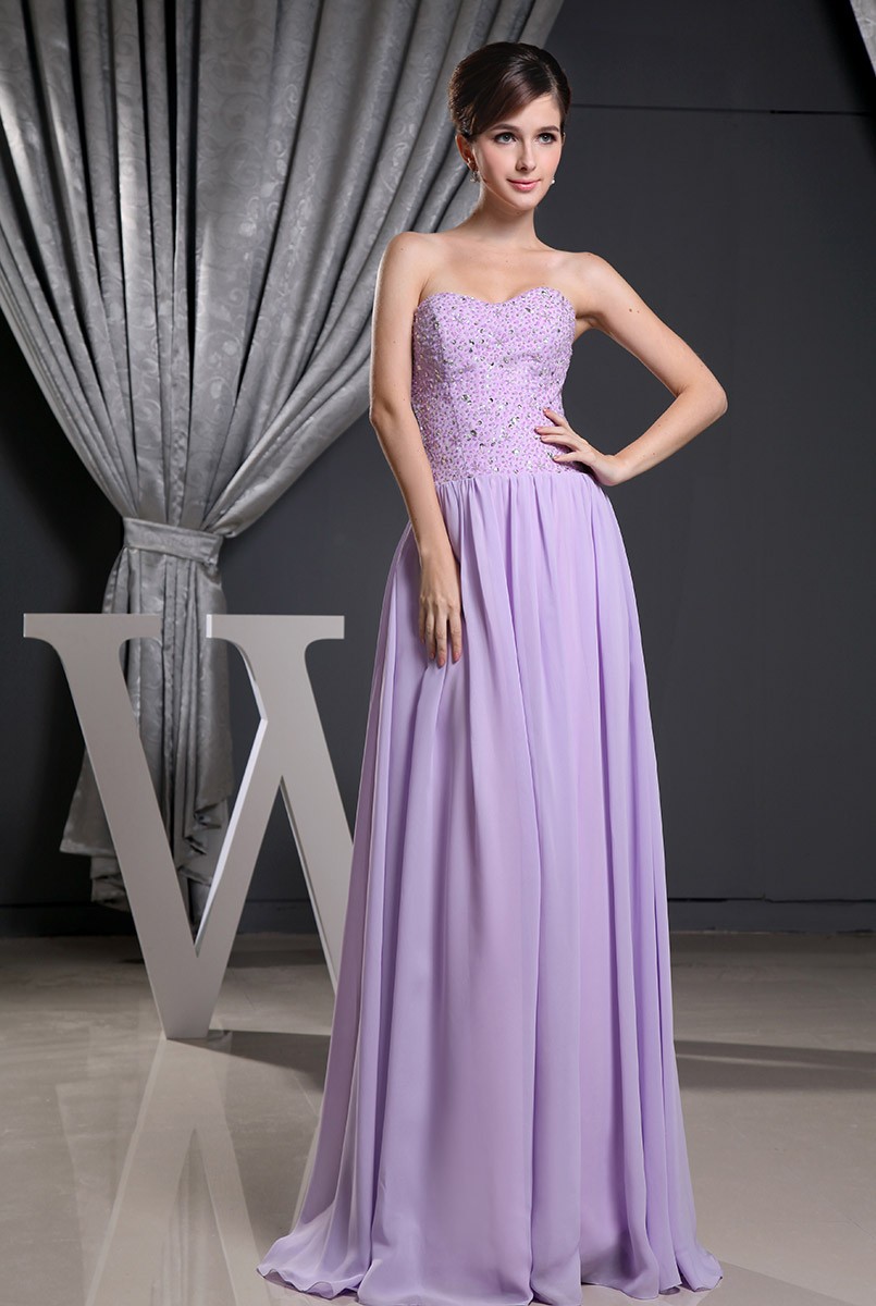 A-line Sweetheart Floor-length Chiffon Prom Dress With Beading #OP3018 ...