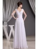 Empire V-neck Floor-length Chiffon Wedding Dress With Beading