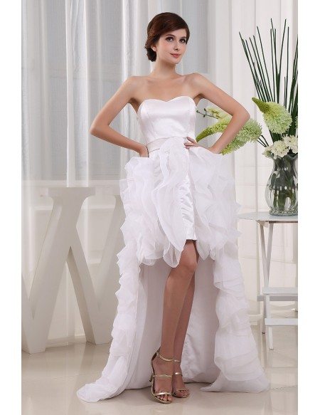 A-line Sweetheart Asymmetrical Tulle Wedding Dress With Cascading ...