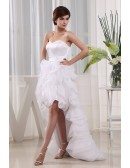 A-line Sweetheart Asymmetrical Tulle Wedding Dress With Cascading Ruffle
