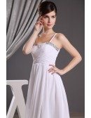 A-line Square Neckline Floor-length Chiffon Wedding Dress With Beading