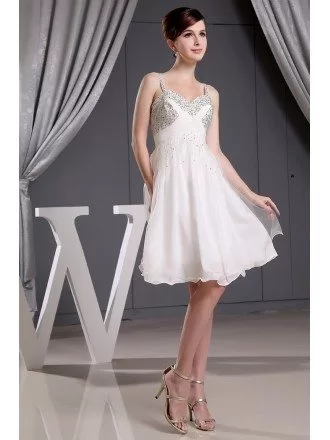 A-line Sweetheart Short Tulle Wedding Dress With Beading