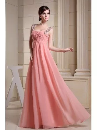 A-line Sweetheart Floor-length Chiffon Prom Dress With Beading