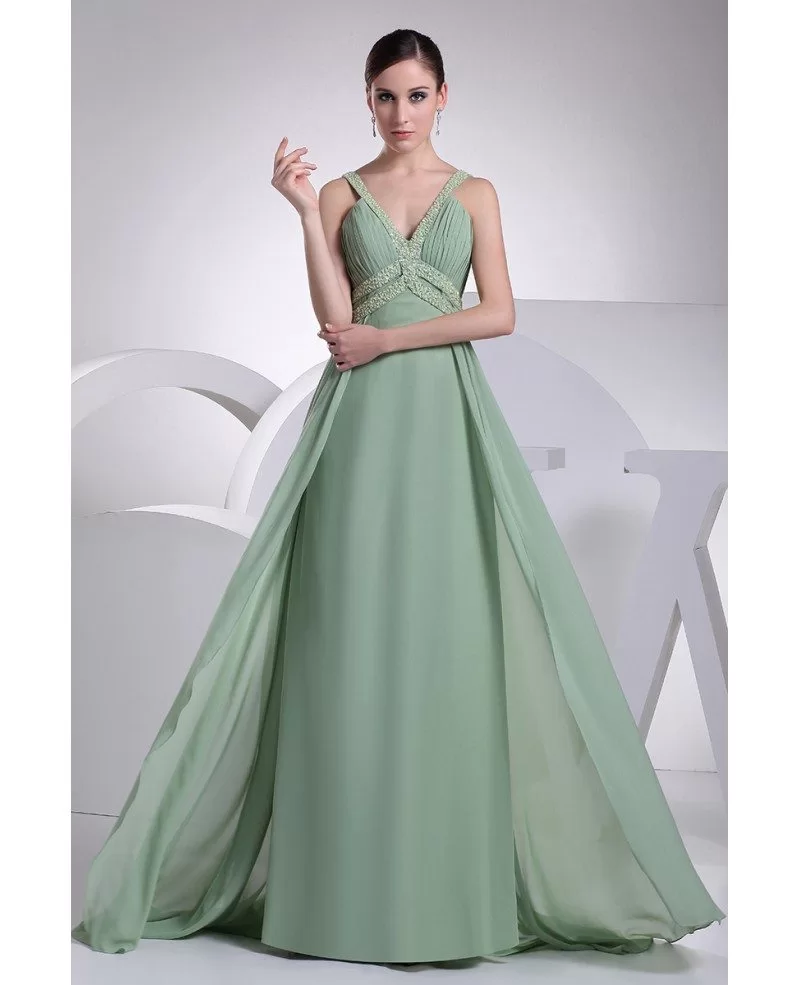 sage green ball gown