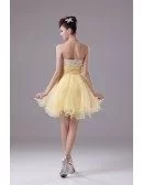Sparkly Sequins Yellow Organza Short Prom Dress