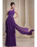 Ball-gown Halter Sweep Train Chiffon Evening Dress With Beading