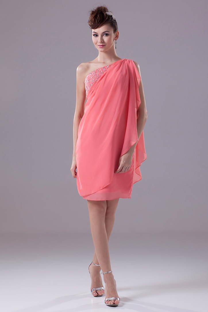 Elegant One Shoulder Chiffon Short Bridal Party Dress #OP4382 $118.2 -  GemGrace.com