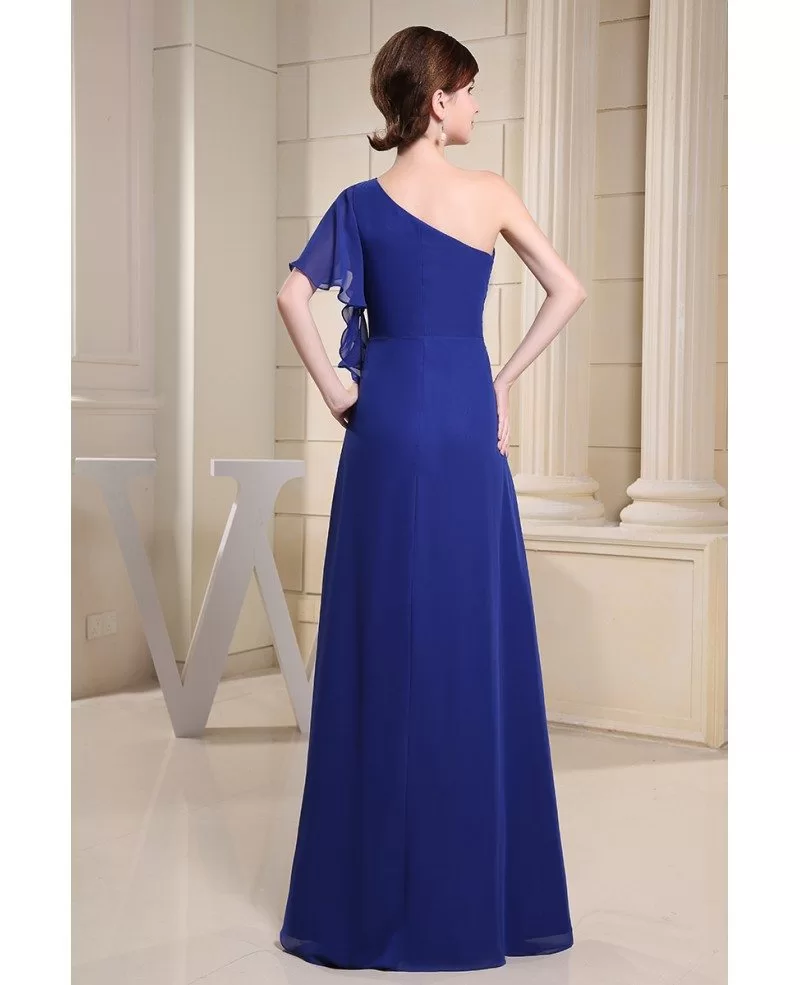 A-line One-shoulder Floor-length Chiffon Bridesmaid Dress #OP3042 $139 ...