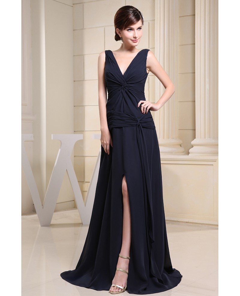 A-line V-neck Floor-length Chiffon Evening Dress #OP3043 $138.2 ...