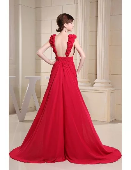 A-line V-neck Chiffon Ruched Floor-length Dress Dusk Plus Size main image 1