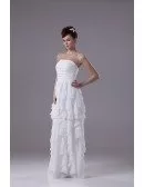 Strapless Cascading Ruffles Floor Length Chiffon Bridal Dress
