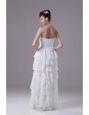 Strapless Cascading Ruffles Floor Length Chiffon Bridal Dress