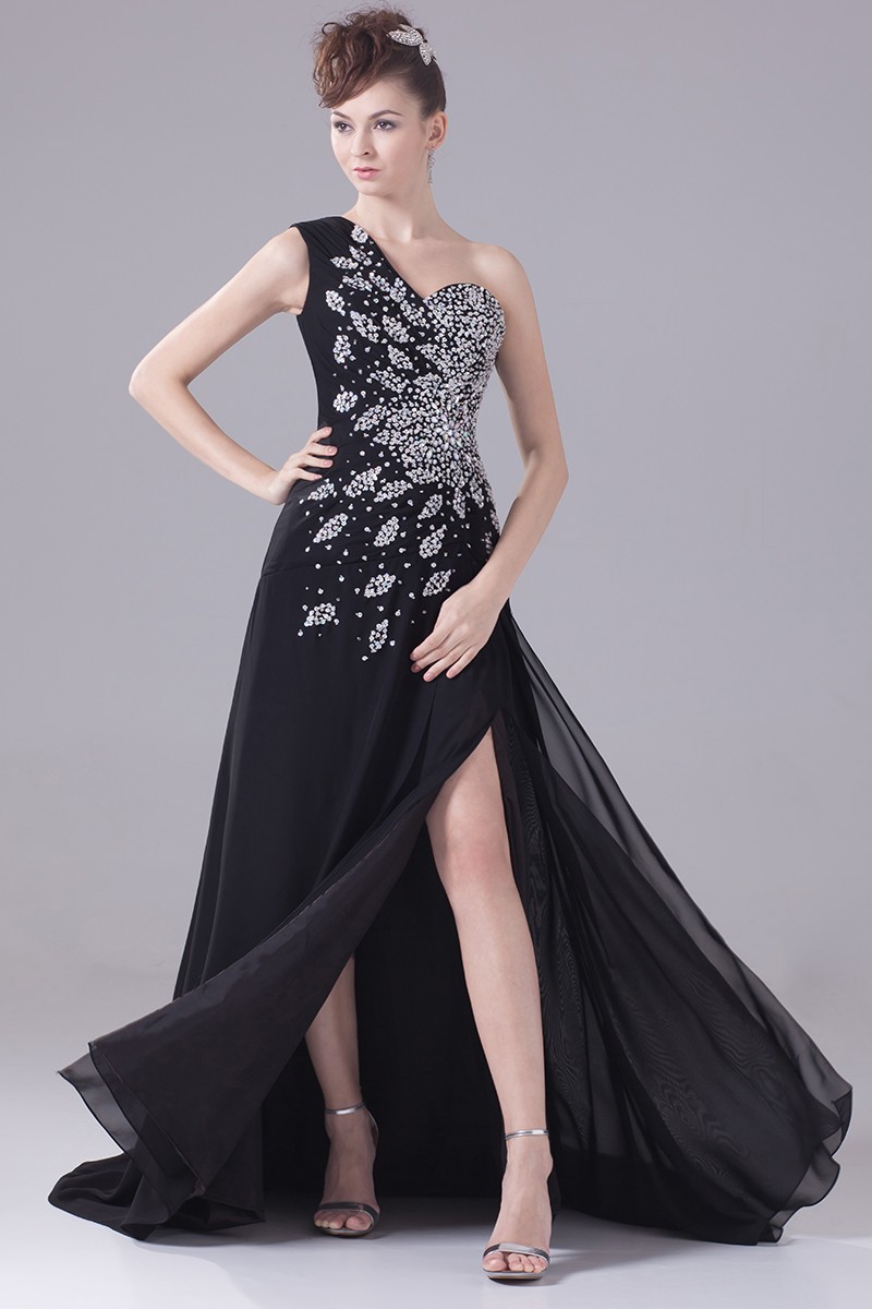 Long Formal Sequined One Shoulder Prom Dress with Split Front #OP4390 ...