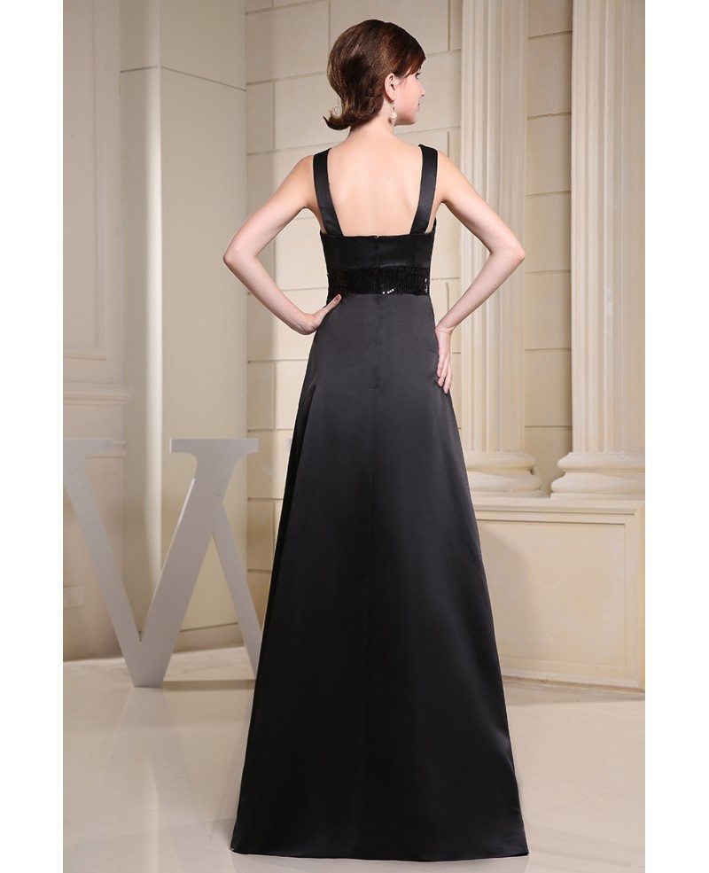 A-line Square Neckline Floor-length Satin Evening Dress #OP3051 $129.5 ...